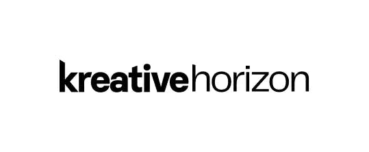 Kreative Horizon primary typographic in all black logo behind white background